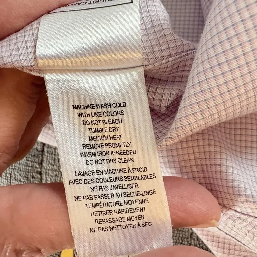 UNTUCKit Slim Fit Wrinkle Free Stonington Button Up Shirt Size XL Pink Checked